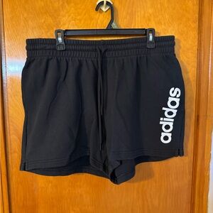 adidas Black Athletic Shorts with White Side Logo